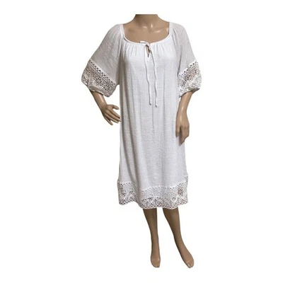 Vestido Mlle Gabrielle Mujer Talla PLUS Pequeño Blanco 1X Encaje Gasa Playa Novia Foto 1 de 4