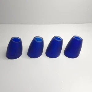 Set of 4 Vintage Frosted Cobalt Blue Glass Lamp Shade - Picture 1 of 15