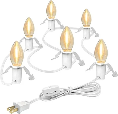 6-Bulb 12FT Light Cord for Christmas Village Houses Accessories, Clip White  - Image 1 of 4