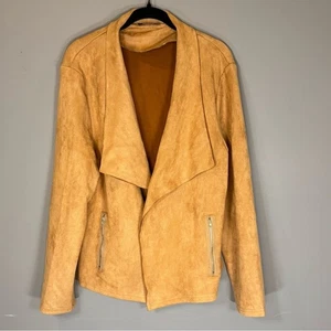 Chaqueta para mujer BTFBM imitación gamuza drapeada frente abierto color tostado camel talla XL - Imagen 1 de 8