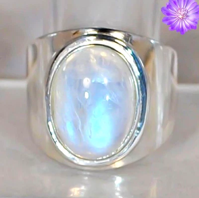 Regenbogen Mondstein Edelstein Handarbeit 925 Sterling Silber Schmuck Ring al... - Bild 1 von 4