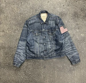 Denim Supply Ralph Lauren Sherpa Lined Denim Trucker Jacket Mens XXL Blue USA - Picture 1 of 9
