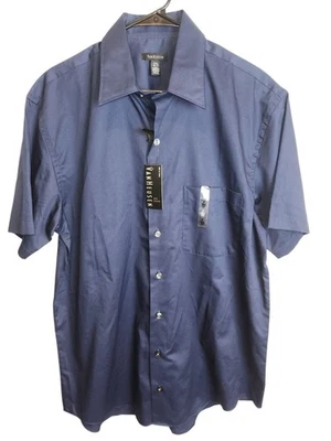 NWT Van Heusen Men's LT Short Sleeve No Iron Button Down Shirt Large Tall Blue - Image 1 of 4
