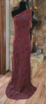 Vtg Lauren Ralph Lauren Silk Maxi Dress One Shoulder Sz 10 Fall Wedding NWT - Image 1 of 4
