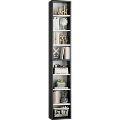 Adjustable Tall Narrow Bookshelf CD Media Storage Rack DVDs Books Office Home US - Image 1 of 4
