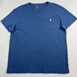 T-shirt Polo Ralph Lauren uomo blu girocollo grande 100% cotone - Foto 1 di 8