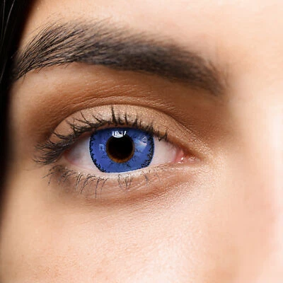 CHARMIGA Kontaktlinsen farbig ohne Stärke farbige Jahreslinsen crazy Halloween Devil blau