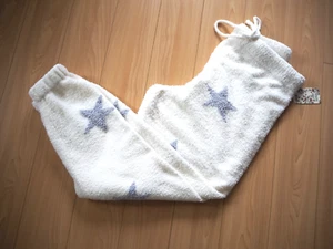 Ivory Plush White Soft Fleece Teddy Sweat Lounge Jogger Pants Gray Stars XL NWT - Picture 1 of 10