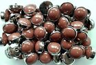 Large 30Mm 48L Mid Brown & Silver Shank Dome Domed Chunky Button Buttons (Q268)