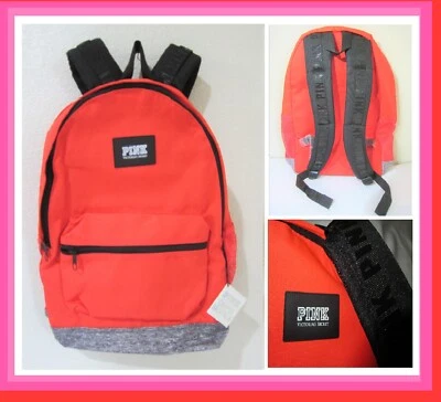 Victoria Secret Rosa NEÓN FUEGO ROJO LOGOTIPO CAMPUS LLEVAR MOCHILA BOLSA LIBRO VIAJE Foto 1 de 4