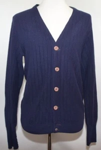 VTG Don Heller San Diego Royal Jeff  Blue Knit Cardigan Sweater Womens S - Picture 1 of 10