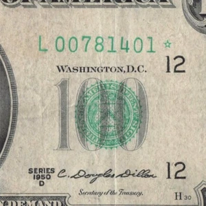 1950D Star Note 100 Dollar Bill San Francisco L00781401* 163K Total Short Run - Picture 1 of 12