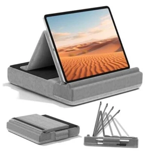 Tablet Pillow Stand, Multi-Angle Viewing Ipad Holder for Lap, Bed and Grey - Picture 1 of 7