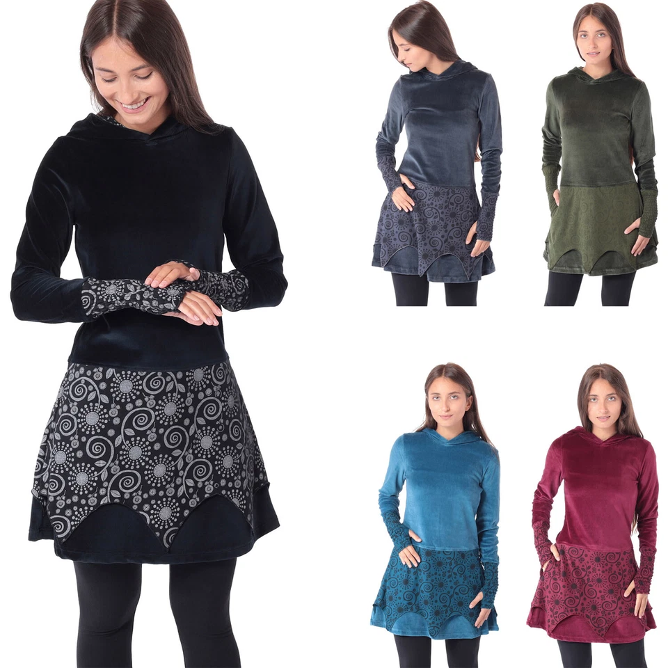 PUREWONDER Elfenkleid aus Samt mit Zipfelkapuze und Überrock, Kleid Nr. 25