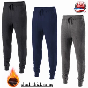 Men Sweatpants Active Casual Joggers Fleece Lined Warm Trousers Track Pants - Picture 1 of 12