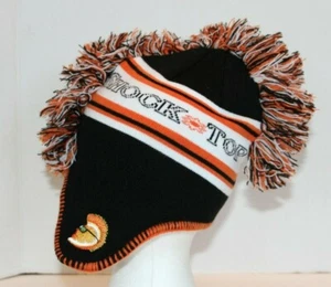 Neu ohne Etikett Shock Top schwarz & orange Strick Beanie Mütze Mütze mit Mohawk Fransen KOSTENLOSER VERSAND! - Bild 1 von 7