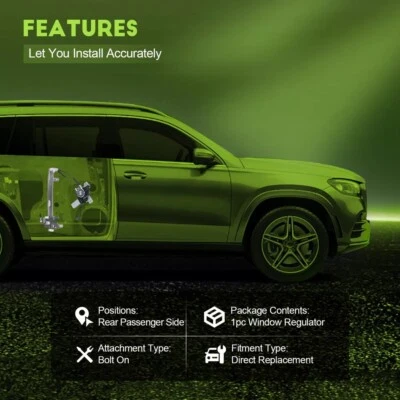 Regulador de ventana eléctrica trasero derecho con motor para Pontiac Grand Prix 1997-2003 4 puertas Foto 1 de 4