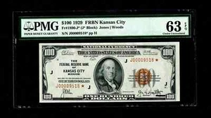 STAR 1929 $100 FRBN Kansas City PMG Uncirculated 63 EPQ - Picture 1 of 2
