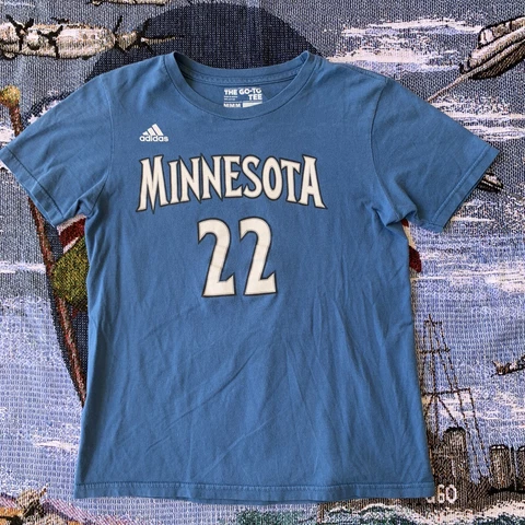 Youth Boys Blue Medium Minnesota Timberwolves Adidas #22 Andrew Wiggins T-Shirt Cover