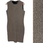 Linda Allard Ellen Tracy Brown Wool Sheath Dress Sleeveless Textured, Size 10