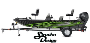 Green Black Scratch Lines Cross Design Wrap Fishing Bass Boat Vinyl Decal USA - Picture 1 of 1