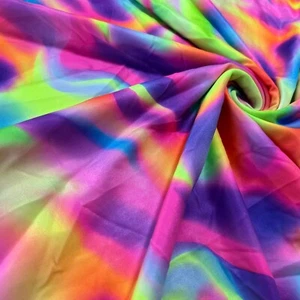 Tela de spandex de nailon con estampado multicolor psicodélico abstracto elástico en 4 vías - Imagen 1 de 5