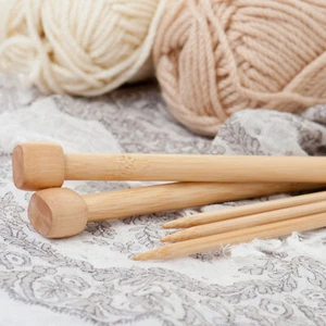 Knitting Needles Bamboo Single Point Eco Friendly Pairs 25cm x 4mm-25mm - Picture 1 of 28