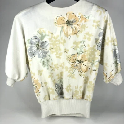 复古 Leslie Fay 女式 16 衬衫带腰带 Dolman 袖花卉 70 年代 — 第 1/4 张图片