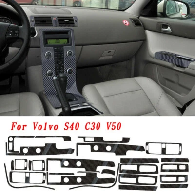 Calcomanías de ajuste interiores hágalo usted mismo con patrón de fibra de carbono 5D para Volvo S40 C30 V50 2007-2013 Foto 1 de 4