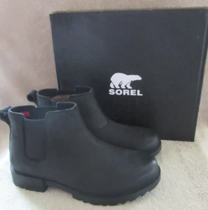 SOREL Emelie II Chelsea Wasserdicht Leder Meersalz schwarz US 8,5M EUR 39,5 Neu mit Etikett - Bild 1 von 10