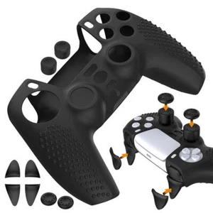 Black Anti-Slip Silicone Protector Cover+Rocker Cap for PS5 Edge Controller Part - Picture 1 of 9