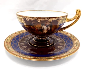 Carlsbad Fine Porcelain Tea Cup & Saucer Napoleon? White Horse - Picture 1 of 9