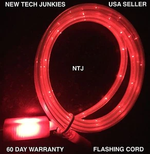 FLAT FLOWING MOVING LIGHT-UP EL flow LED USB charger cable for iphone X 8 7 6 5s - Picture 1 of 16