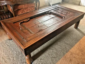 Antique Handcrafted Old Reclaimed Window Centre Table Coffee Table Bhurma Teak - Picture 1 of 12