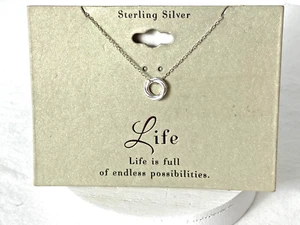 Sterling Silver Delicate Life Necklace Small Round Ring Slider 18" - Picture 1 of 4