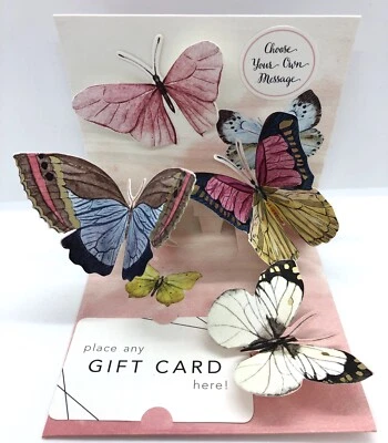 3D Pop Up Greeting Card W/ Gift Card Holder- Watercolor Butterflies - Happy Birt - Image 1 of 4