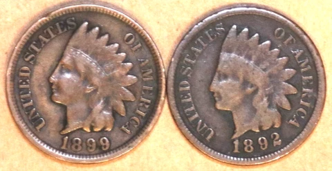 (2) Indian Head Cents - Very Good - 1892 1899 - #9369T Cover