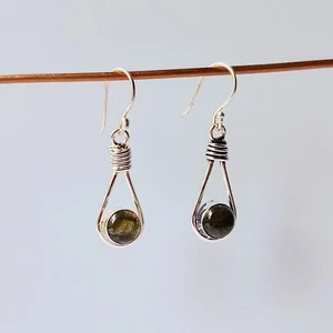 Natural Labradorite Gemstone 925 Sterling Silver Drop/Dangle Earrings For Women - Picture 1 of 5