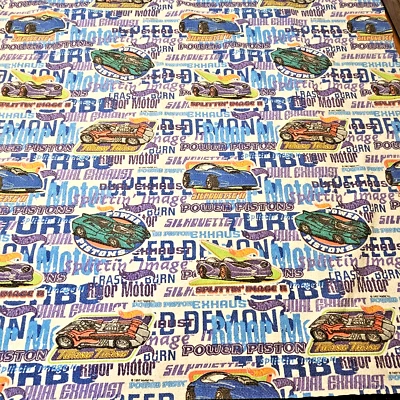 Винтажное одеяло 1997 Mattel Hot Wheels черная атласная отделка - автомобили детская спальня - Изображение 1 из 4