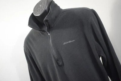 Jaqueta de Lã Eddie Bauer Preta Polartec Zíper Gola Manga Longa Masculina Tamanho Grande - Imagem 1 de 4