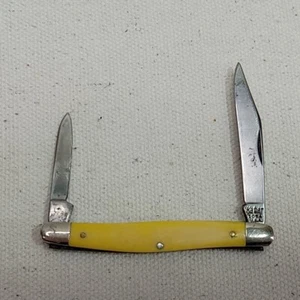 Vintage Rare Yellow KABAR 2 BLADE POCKET KNIFE 1054 - Picture 1 of 14