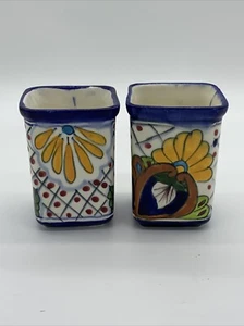 2 Talavera Mexikanische Keramik Becher Pinsel Behälter Tasse Topf - Bleifrei - Bild 1 von 6