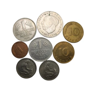 Lot 8 alte deutsche Münzen 1 Deutsche Mark 10/50 Pfennig T16/#18 - Bild 1 von 2