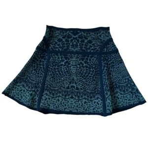 Diane von Furstenberg Animal Print Jacquard Strick grün schwarz Skater Minirock L - Bild 1 von 8