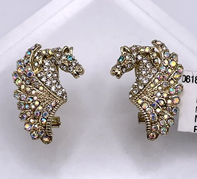 Pendientes Pegaso HEIDI DAUS "Equino Encantado" Cristal Declaración - Omega - Nuevos con Etiquetas Foto 1 de 4