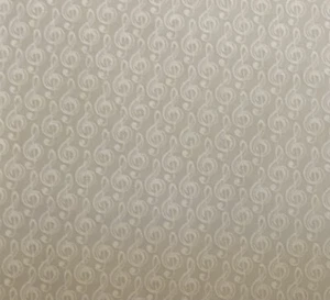 Benartex, Better Basics, Deluxe Cotton, Tonal G-Clef, Music, White on Ecru - Picture 1 of 1