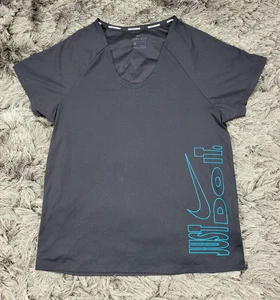 Camisa de Correr Nike Para Mujer Mediana Negra Dri-FIT Just Do It Swoosh Logo Camiseta Ventilación - Imagen 1 de 17