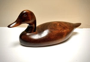 MCM Large Wood Hand Carved Pintail Duck w/Glass Eyes 17” - Picture 1 of 13