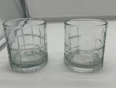 Juego de 2 gafas bajas vintage Anchor Hocking TARTAN Manchester antiguas Foto 1 de 4