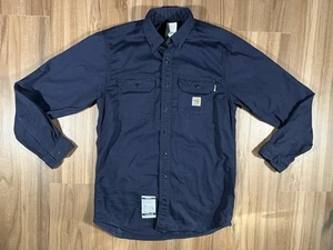 Carhartt FR HRC 2 Button Down Shirt Blue Fire Resistant FRS160 DNY Mens Medium - Picture 1 of 5